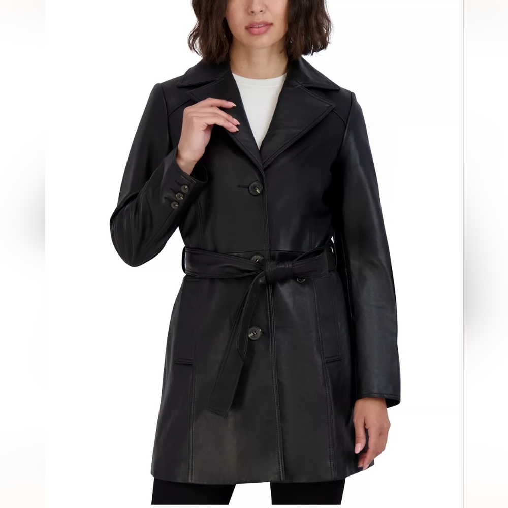 Belted Leather Trench